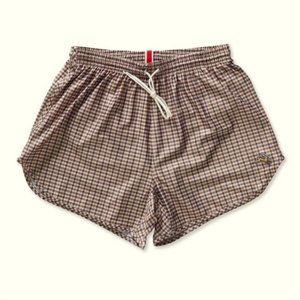 NWT Limited Edition Tracksmith Cross Country shorts cream/espresso plaid